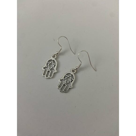 Star of David earrings silver tone - Picture 4 of 4
